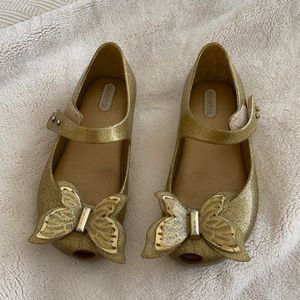 Mini Melissa Gold Sparkle Butterfly Jelly Sandals